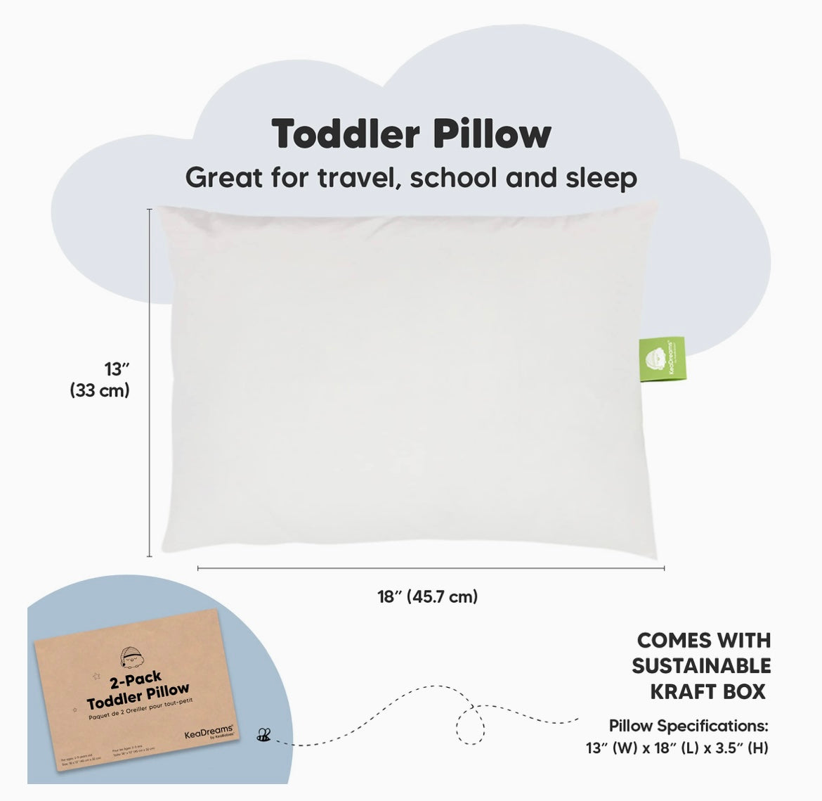 KeaBabies Toddler Pillow Pack of 2