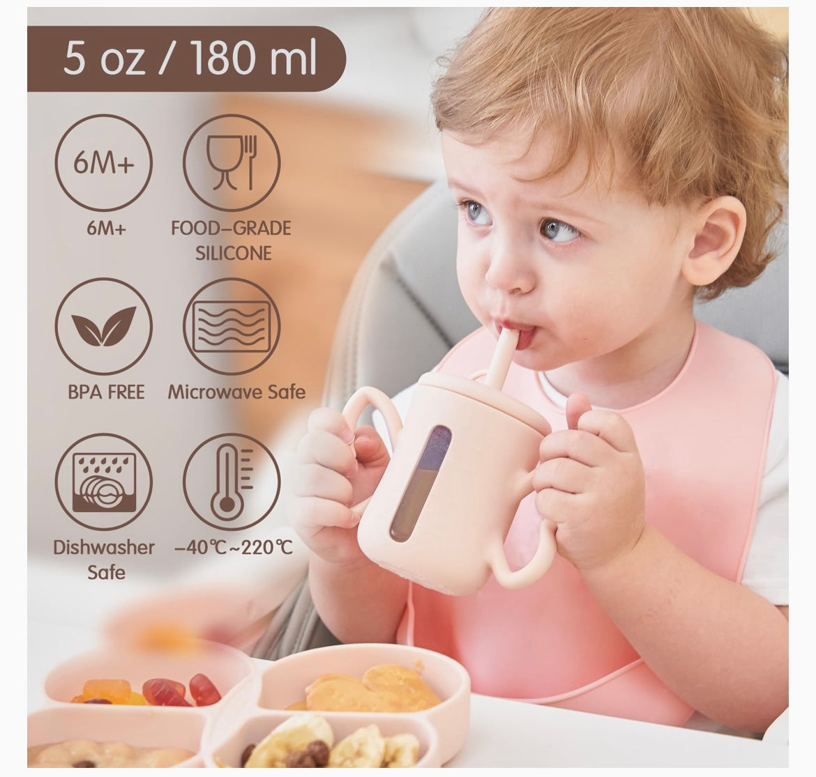 Dommy Butterfly Silicone Baby Straw Cup